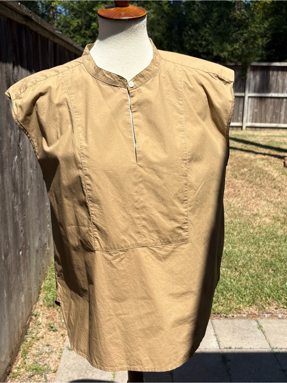 J. Crew Women's Tan Cap-Sleeve Mandarin Popover Blouse